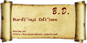 Burányi Dénes névjegykártya